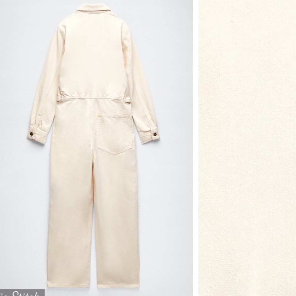 NWT Zara Ecru all in one cream denim jumpsuit - Picture 6 of 8